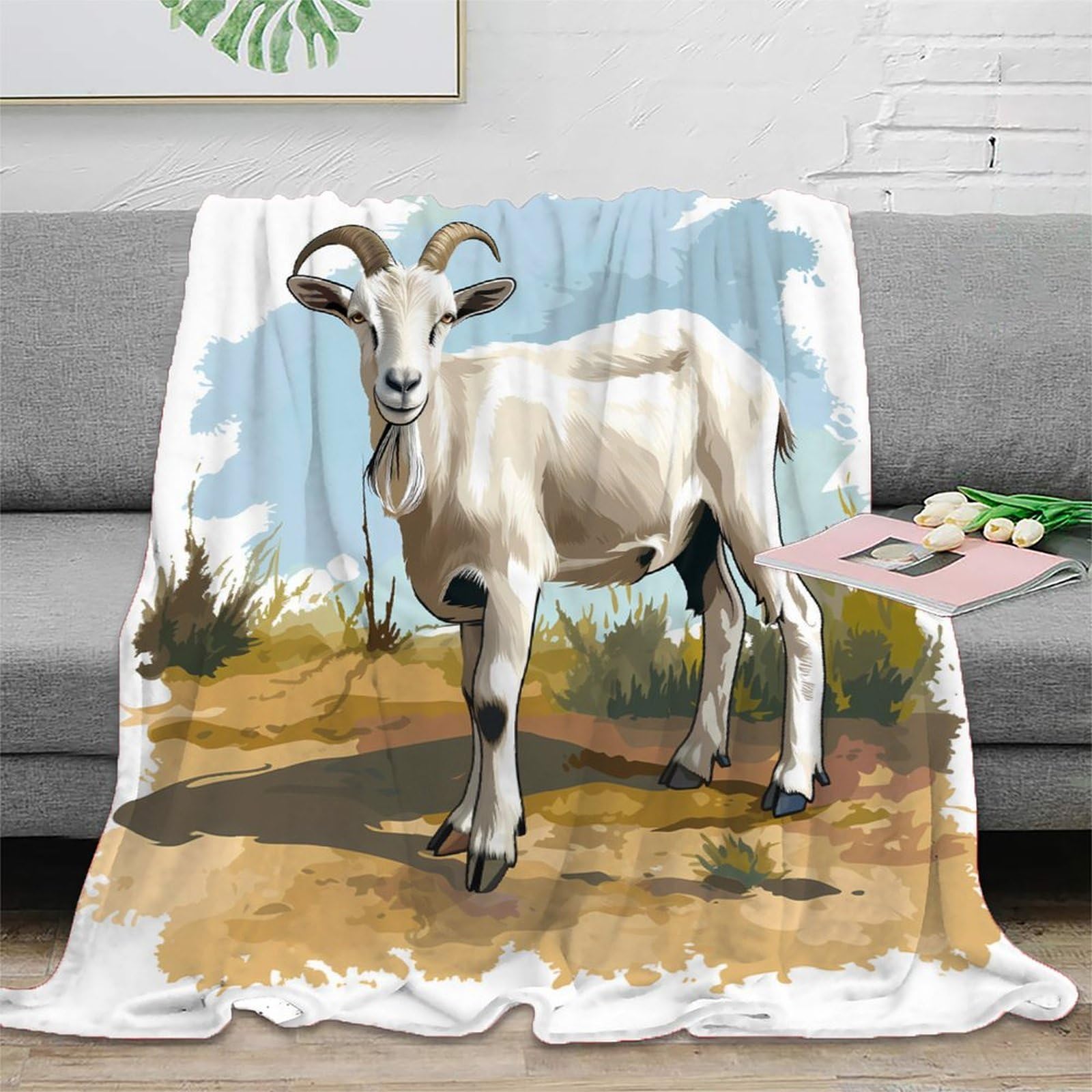 Couverture polaire chèvre 3D anti-froid douce pour grand lit