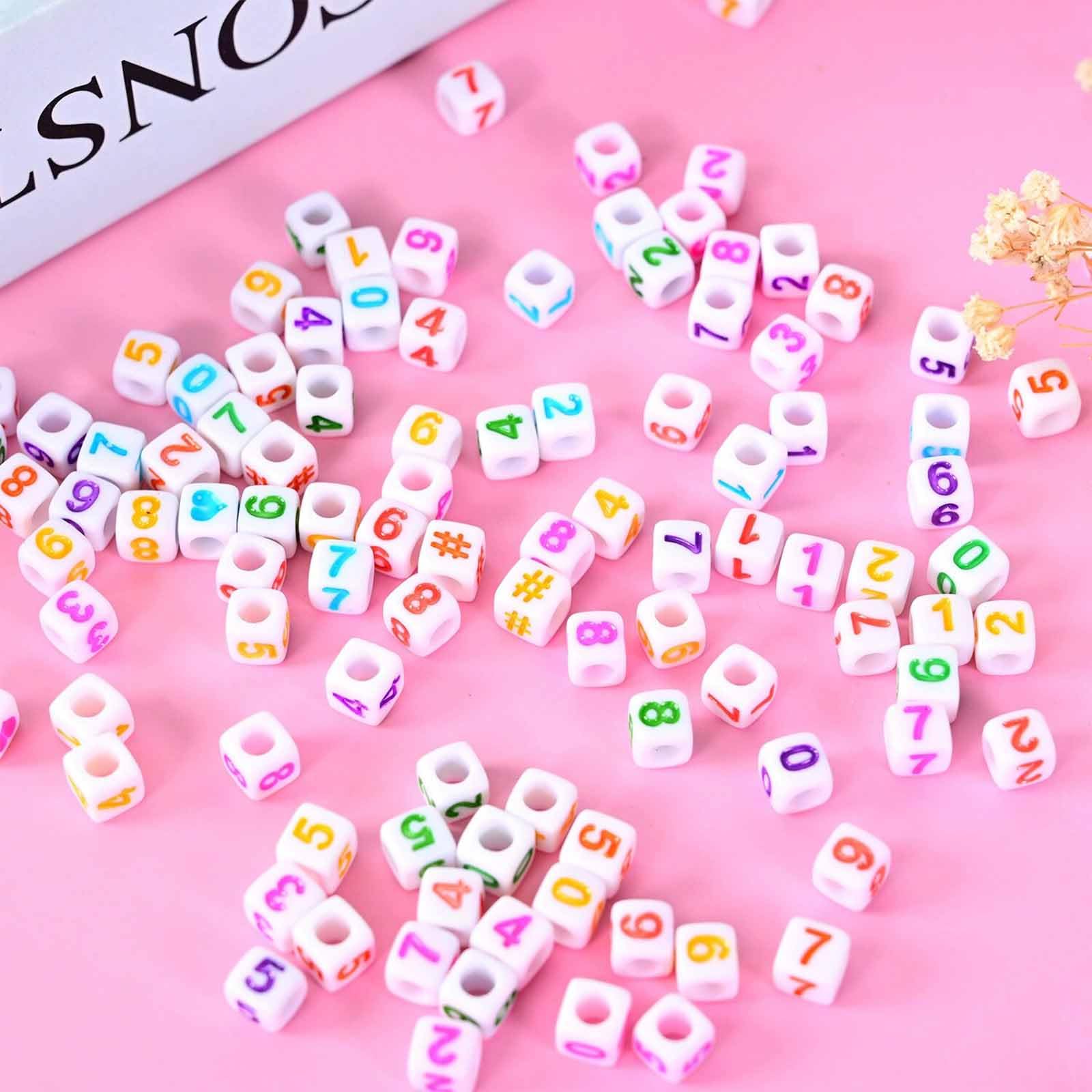 DAHI 800pcs Square Number Beads Acrylic Cube Color Number Bead White Craft Beads 0-9 for Jewellery Crafts DIY Necklace Bracelet Decoration (Color Number) - Image 4
