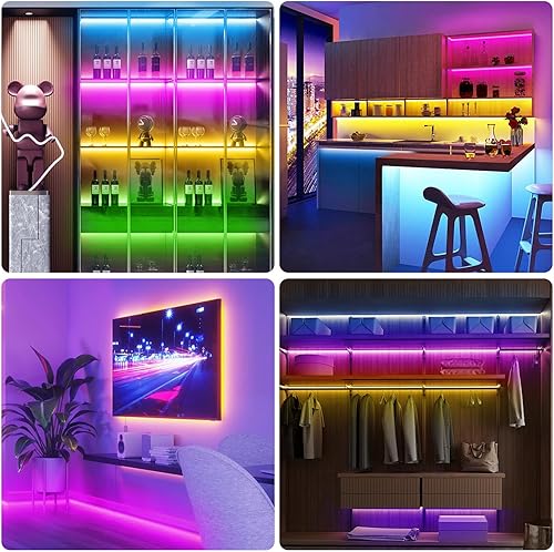 Miniatura 6 de dalattin Luces LED para dormitorio de 110 pies (1 rollo), tira de luces LED inteligentes con control remoto de aplicación, tiras de luz LED RGB,
