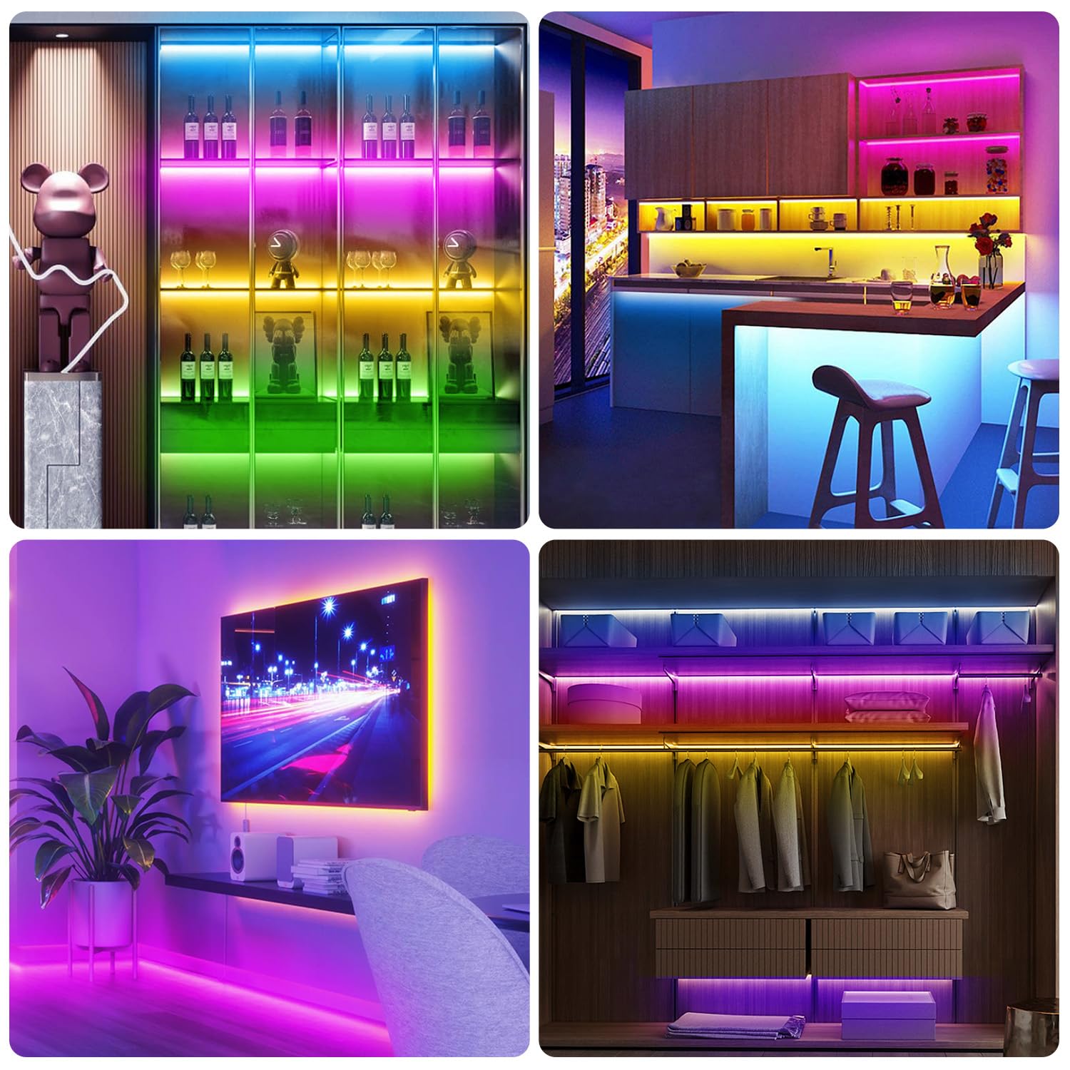 dalattin LED-Lichter für Schlafzimmer, 30 m, intelligenter LED-Streifen mit Fernbedienung, RGB-LED-Lichtstreifen, Musik-Synchronisation, Farbwechsel, Dekoration