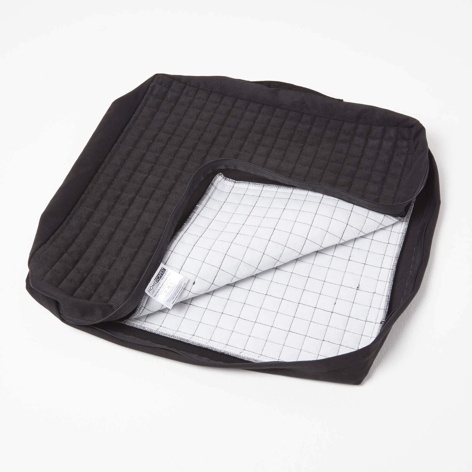Homescapes Quilted Polyester Armchair Booster Cushion Cover in Black | Size: 50cm x 50cm
