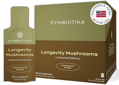 CYMBIOTIKA Suplemento de hongos liposomales con melena de león, cola de pavo, vitaminas B, Cordyceps y hongos Reishi, suplementos para apoyo