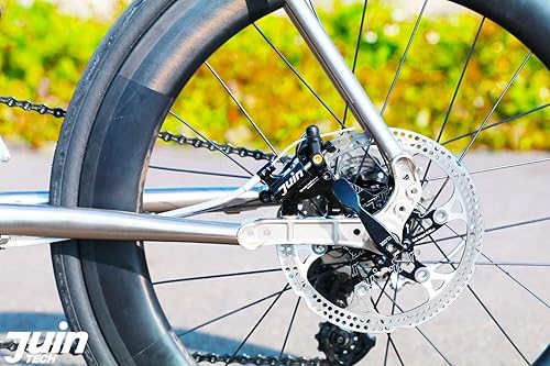 Miniatura 7 de Juin Tech Juego de pinzas de freno de disco hidráulicas accionadas por cable F1, juego de frenos híbridos extra ligeros para montaje plano de