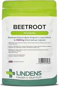 Lindens Beetroot Extract 500 Capsules 7 000mg Daily Intake Uk Made A Source Of Dietary Nitrates Beta Vulgaris L Easy To Swallow Rapid Release Capsules Vegan Friendly Letterbox Friendly