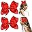 DEEKA 2 PCS 6 Big Hand-made Grosgrain Ribbon Solid Color Hair Bows Alligator Clips Hair Accessories for Little Teen Toddler Girls Kids Set of 2 -Red