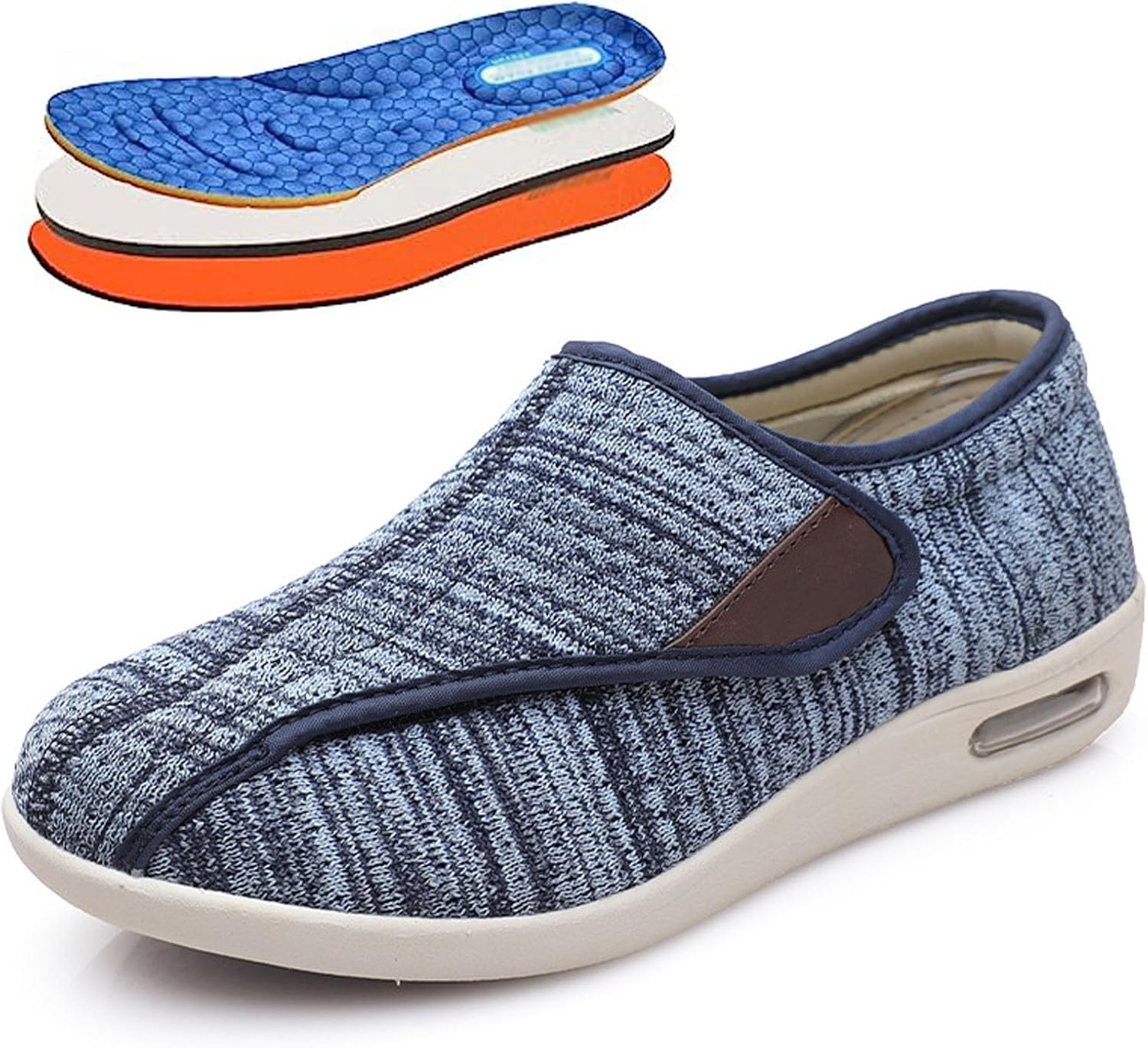 Womens Stylish Diabetic Shoes,Extra Wide Walking Memory Foam Shoes Easy On/Off for Elderly Swollen Bandaged Feet Indoor/Outdoor Men 5/Women 6