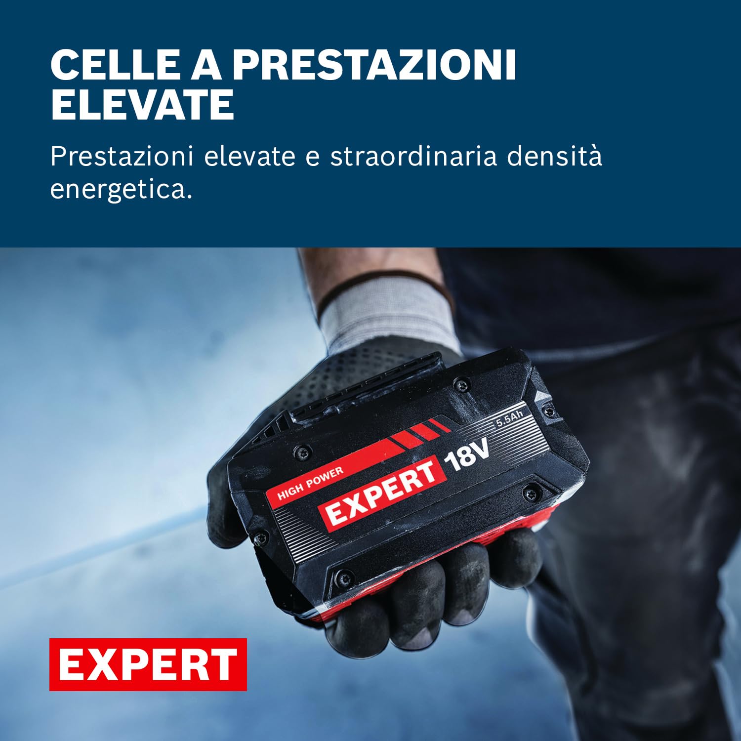 Bosch EXPERT 18V System Kit batterie a prestazioni elevate: 4 batterie EXBA 18V-55, L-BOXX 136