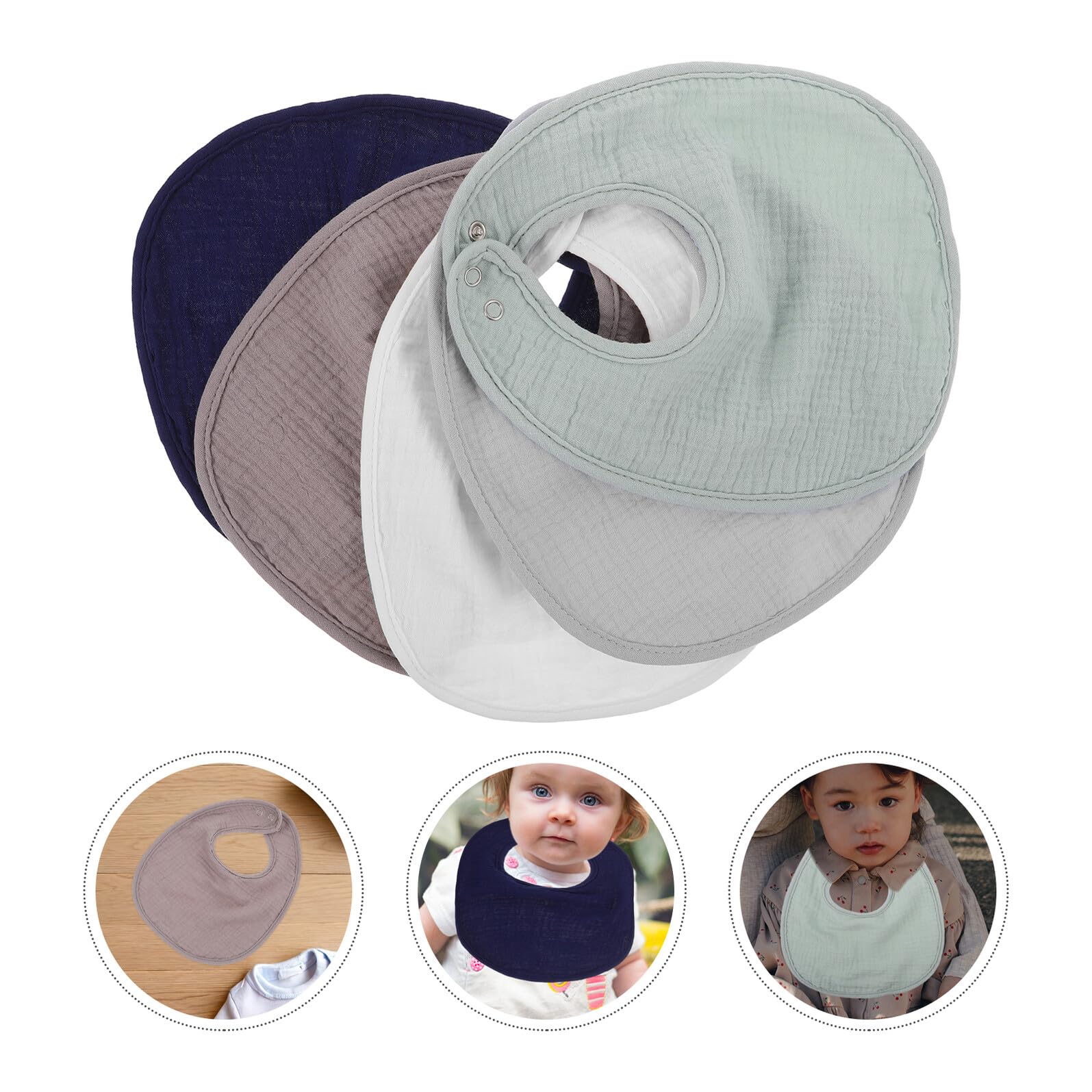 Baberos para Recién Nacidos Tipo Bandana 10 Piezas Doble Capa de Algodón Forma de U Ajustable Unisex para Alimentación y Dentición Adecuado para Bebés y Pequeños