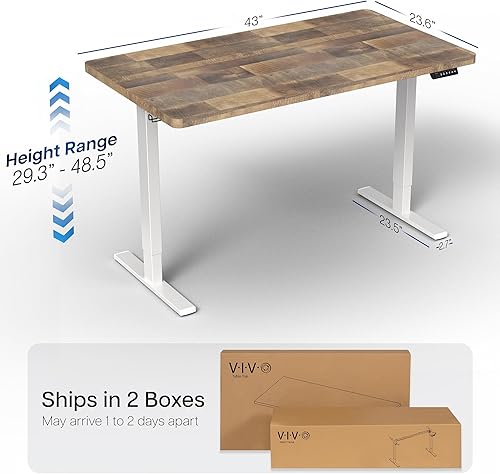 Vista 785 de VIVO DESK-KIT-1W6G - Escritorio eléctrico de pie de 60 x 24 pulgadas, ajuste de altura de memoria, serie 1B, parte superior de nogal oscuro de una