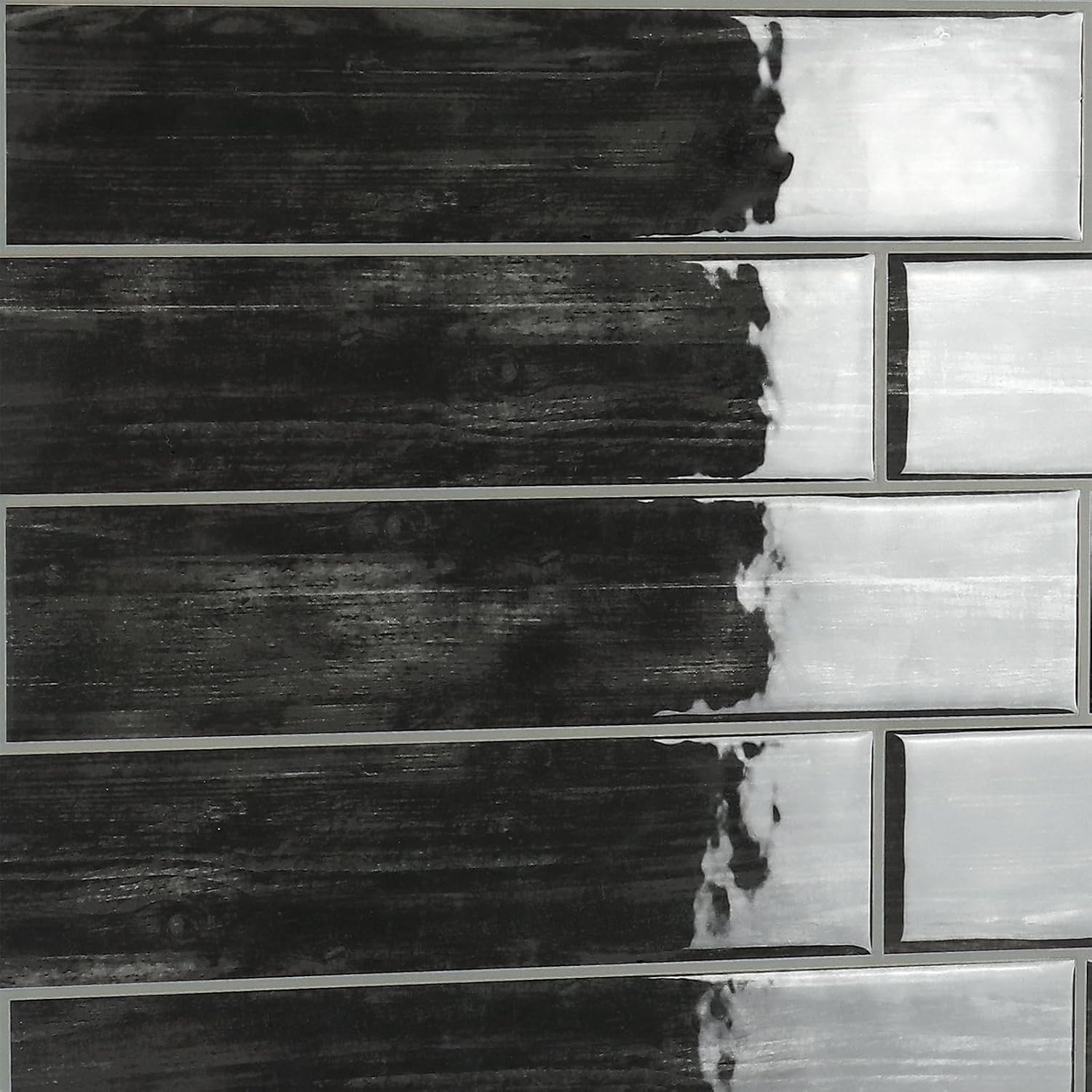 CRE8TIVE 4 Sheets Peel and Stick Backsplash for Kitchen Dark Wood Look Backsplash Tile Stickers 12"x12" 3D Self Adhesive Stick on Tiles Heat Resistant Wood Wall Panels for Kitchen Bedroom Fireplace