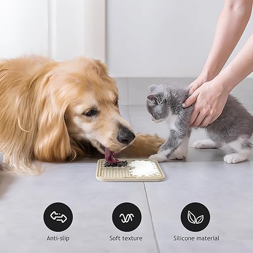 Miniatura 6 de Coomazy Paquete de 2 alfombrillas para lamer cachorros de gato, alimentador lento y diseño antideslizante, reductor de aburrimiento y ansiedad,