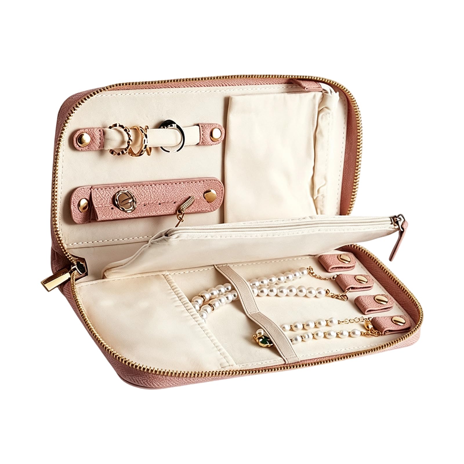 Estuche para guardar joyas con soportes para collares con
