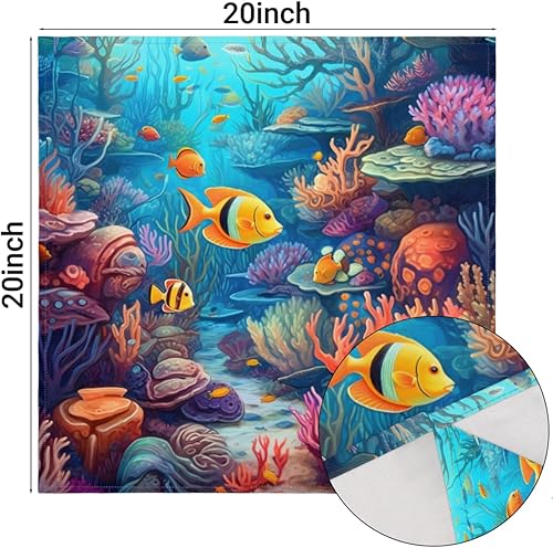 Miniatura 3 de Cloth Napkins Set of 6 Tropical Fish 20x20 Inch Cloth Napkins Underwater World Coral Washable Reusable Kitchen Dinner Napkins Table Decor for