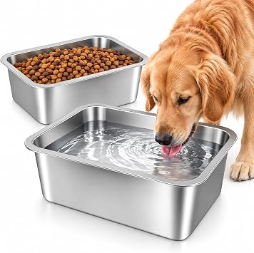 Bwogue 3 Gallon Stainless Steel Dog Water Bowl, Extra Large Food Bowl