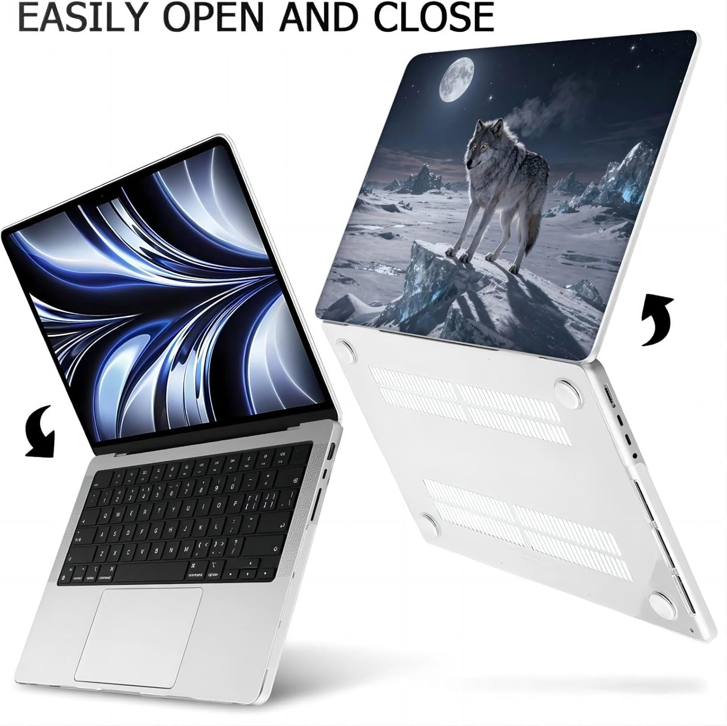 Compatible with MacBook Air 15.3-inch, Hard Shell Case with Keyboard Cover and Screen Protector (A2941, M2 Chip / A3114, M3 Chip / A3241, M4 Chip, 2023-2025 Release) - Wolf MC22103