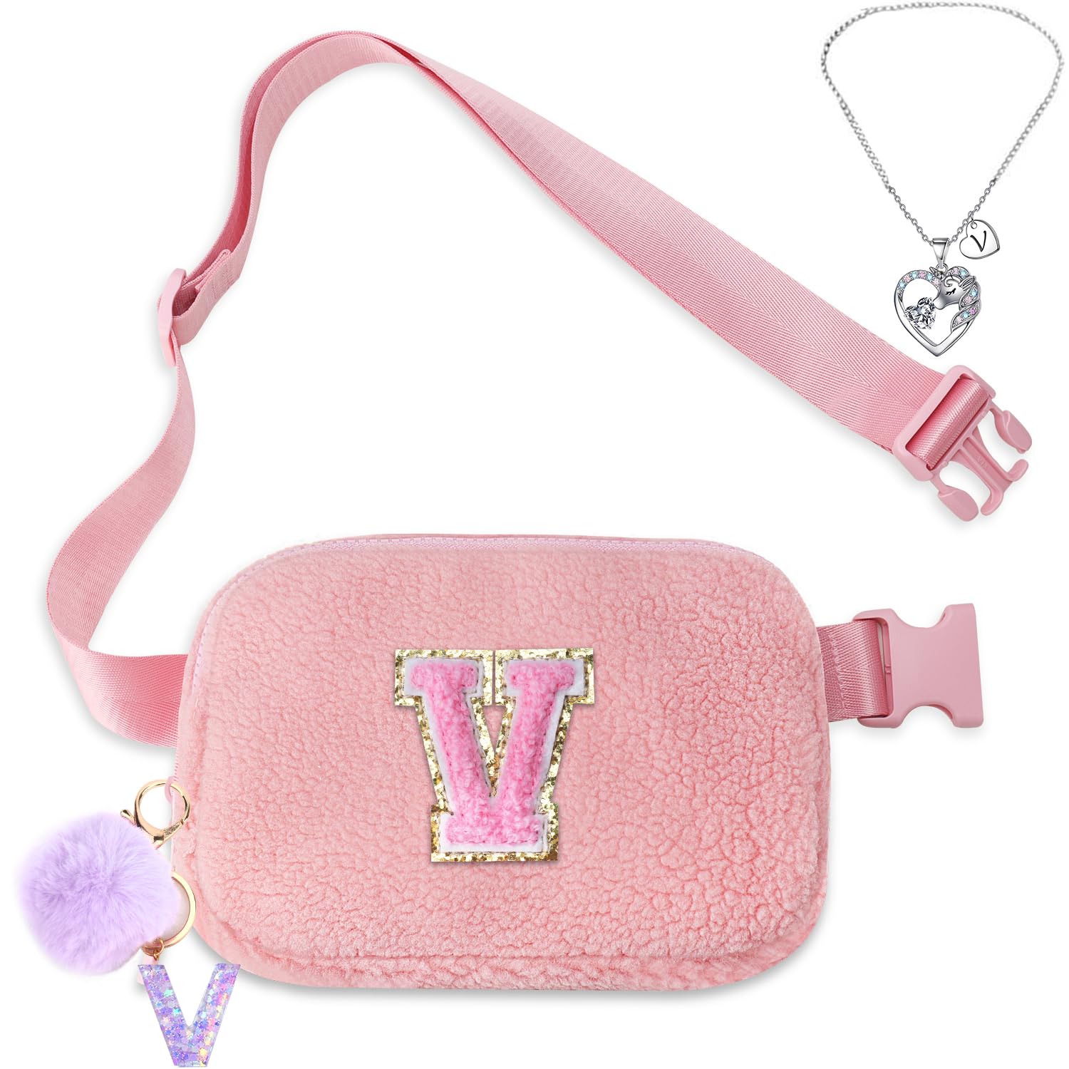 Birthday Gifts for 4 5 6 7 8 9 10 11 12 15 Year Old Girls - Belt Bag Fanny Pack Crossbody Bags with Letter Patch Cute Stuff Graduation Gifts for Teens