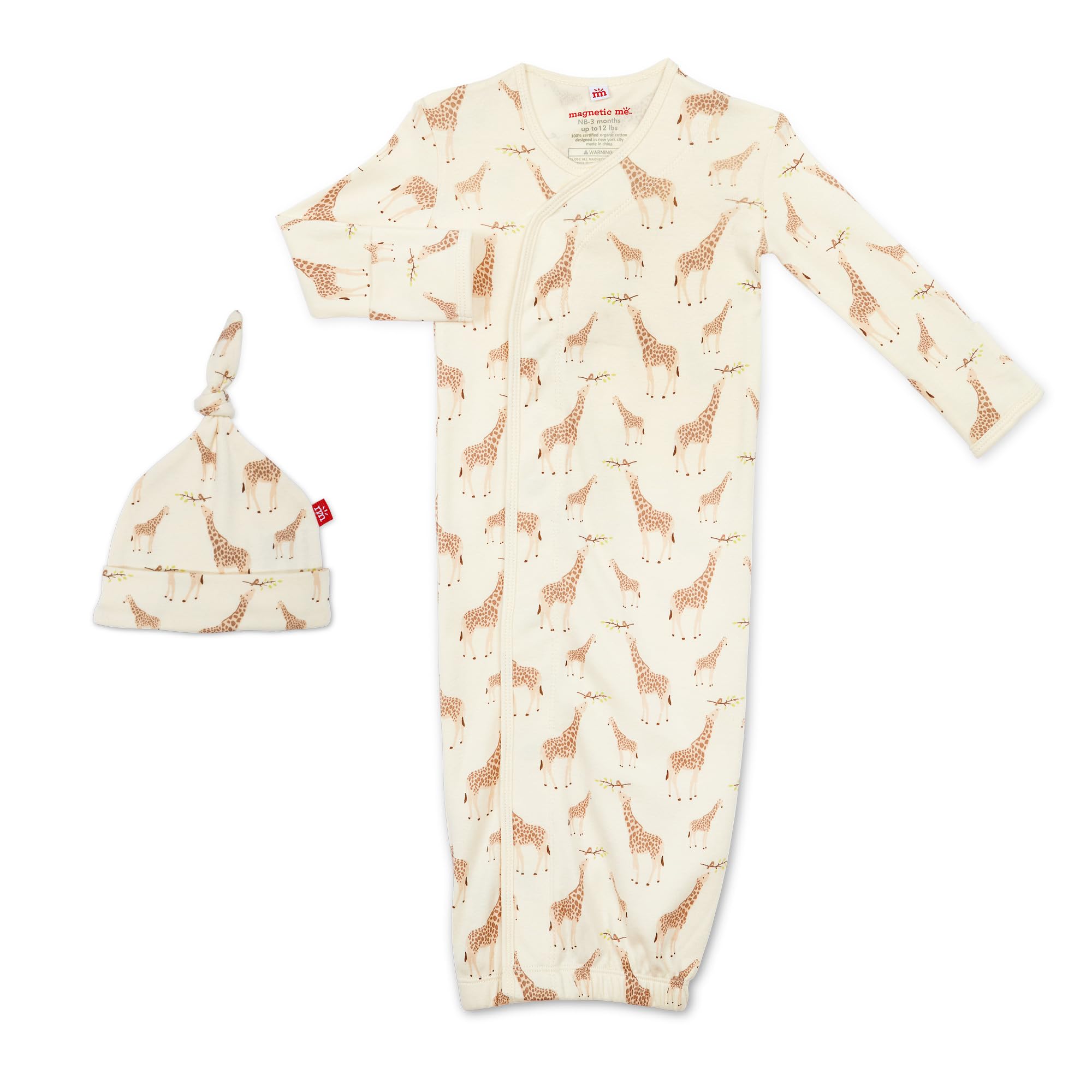 Magnetic Me Organic Cotton Newborn Sleeper Gown &amp; Hat Set | Super Soft Organic Cotton Fabric Sleep Sack