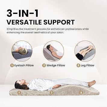 Lash Bed Foam Topper, Massage Table Memory Foam Topper, Ergonomic Curved Mattress Topper Lash Bed Cushion for Beauty Salon (Ice Brown(with lash bed cover), 71 inches X 23.6 inches(180cm X 60cm))