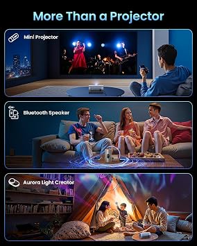 JMGO PicoPlay 1080P Smart Portable Projector, Google TV, 400ISO Lumens, 8W Dolby Digital, 3D-Active, HDR10, WiFi & Bluetooth for Home and Outdoor, Includes Optical Filter