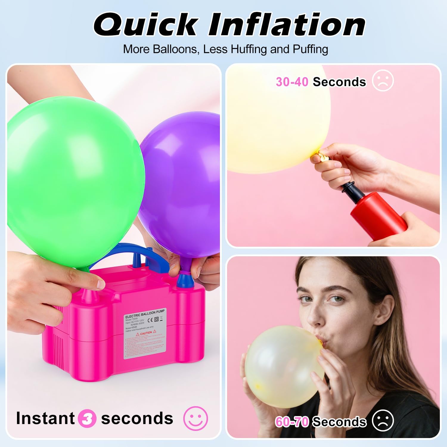 Electric Balloon Pump with Dual Nozzle & 2 Tying Tools | 110V 600W Portable Balloon Inflator for Party Decoration Christmas Birthday Garland Arch thumbnail