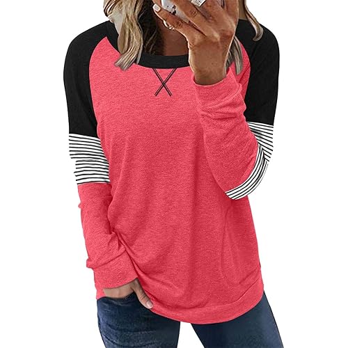 onlypuff Long Sleeve Tunic Top for Women Casual Loose Fitting Fall Fashion Clothing with Pockets