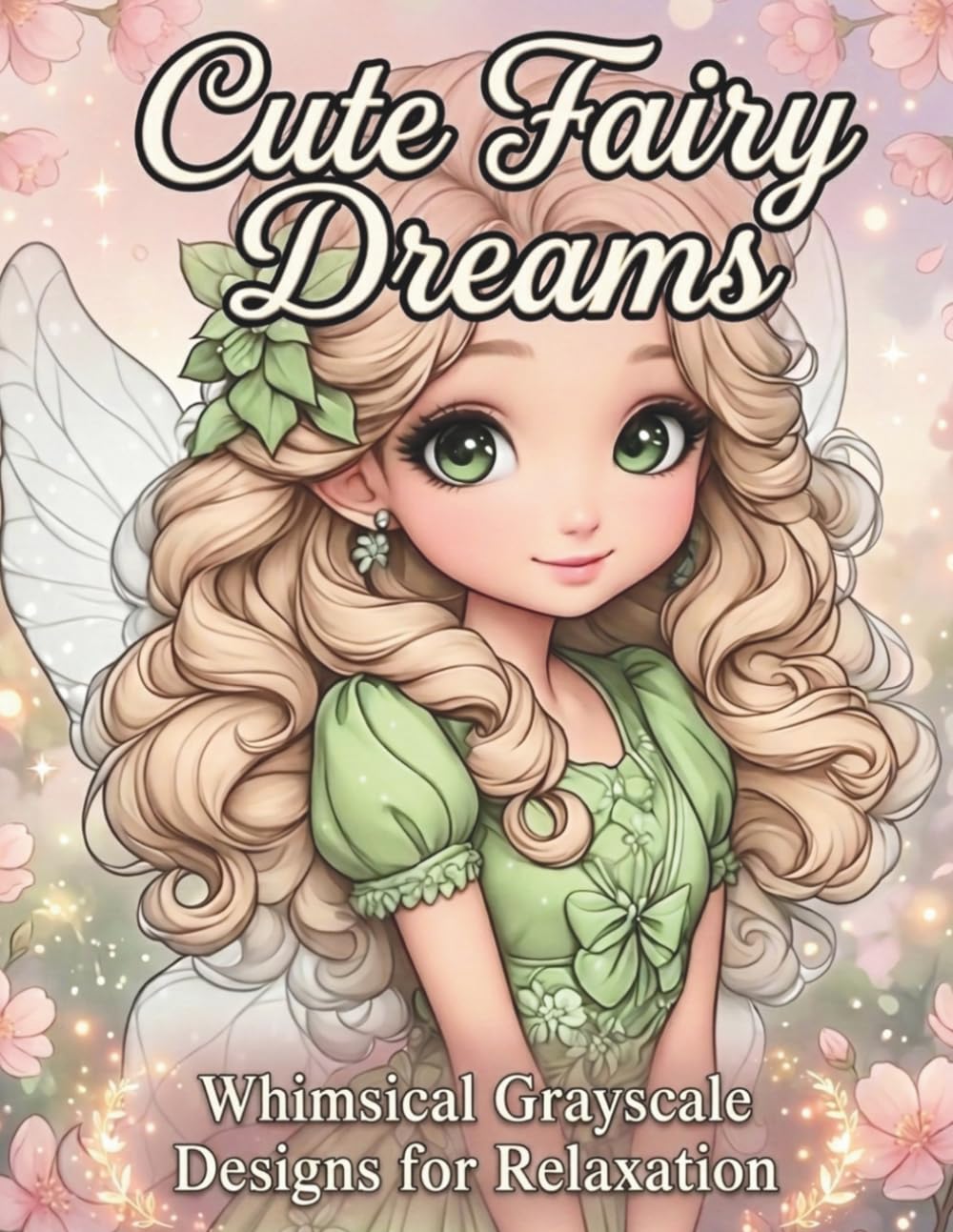 Cute Fairy Dreams: Grayscale Fairy Coloring Book for Girls