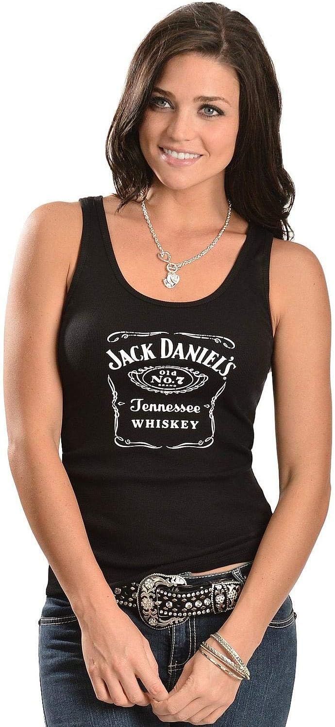 Jack Danielโs Ladies Old No. 7 Label Ribbed Tank Top (Small) Black