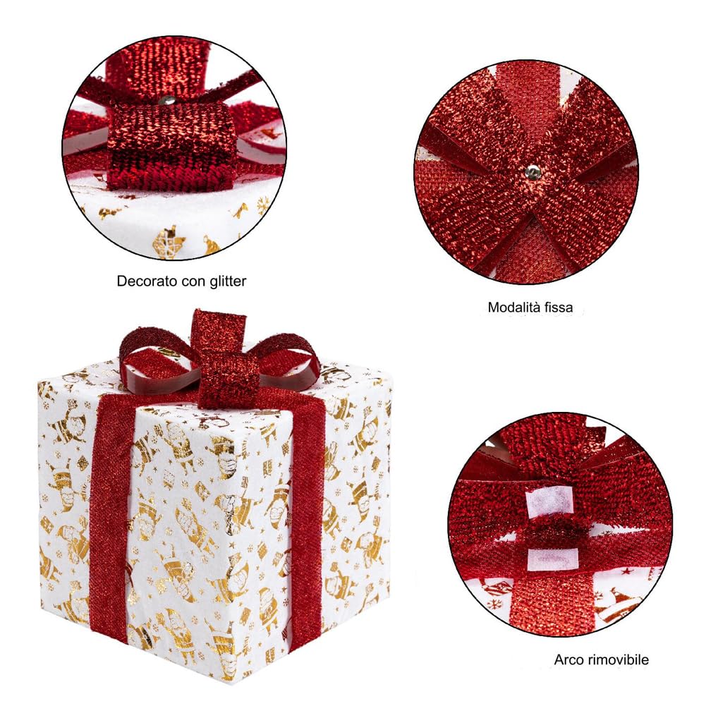 Set 3 pacchi regalo luminoso con stelle color oro e nero per uso inter