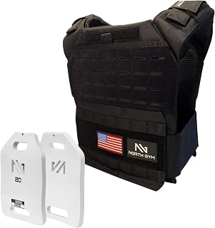 Northgym Adjustable Weighted Vest/Incl. 3D Weight Plates in 14lbs / 20lbs/ 30lbs/ 42.5lbs - Optimized Weight Distribution and with Curved Plates for Running, Functional Training and Working Out