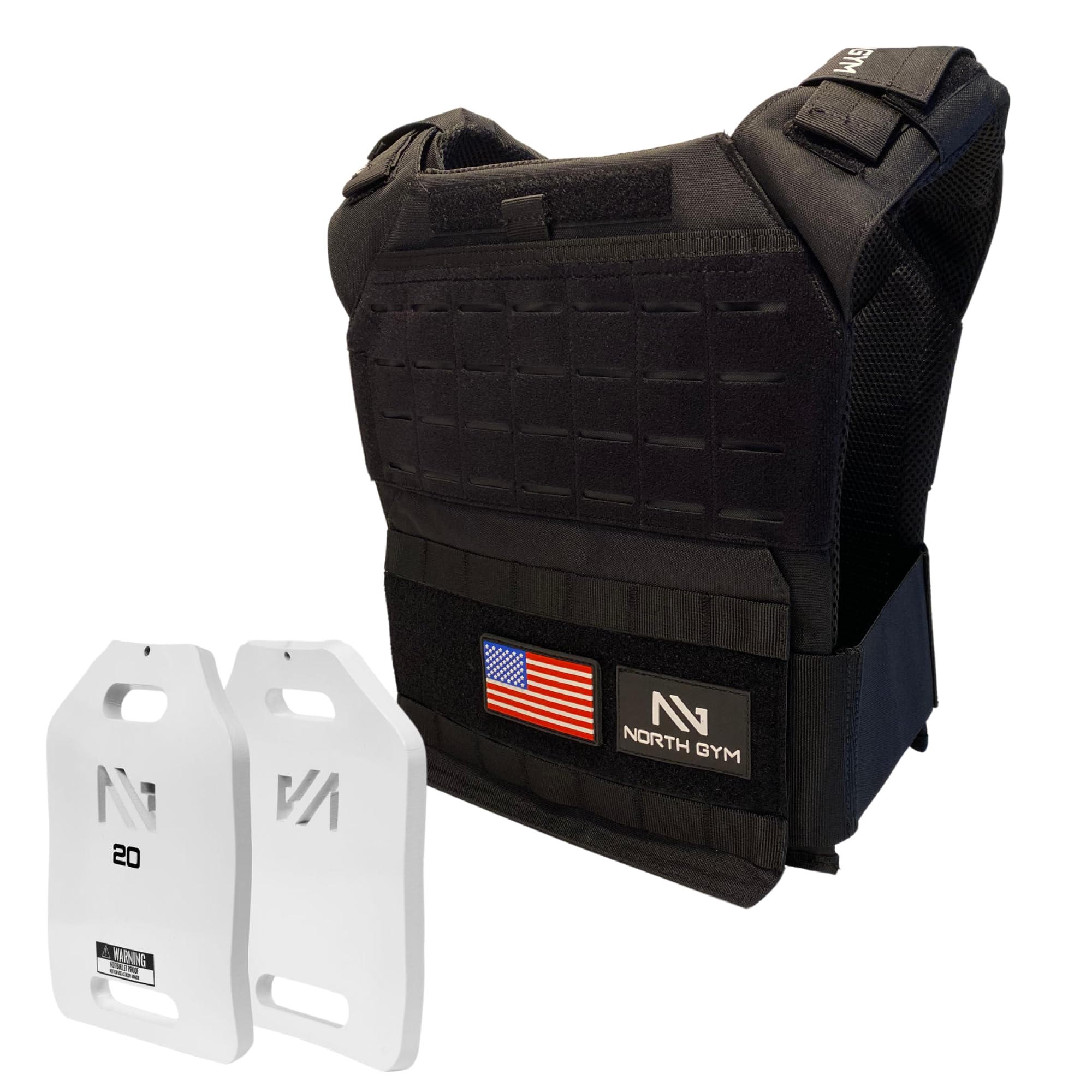 Northgym Adjustable Weighted Vest Incl 3D Weight Plates in 14lbs 20lbs 30lbs 42 5lbs - Optimized Weight Distribution