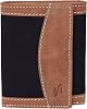 STARHIDE Mens RFID Blocking Trifold Distressed Hunter Leather and Canvas Wallet Credit Card Holder 805 Blue Brown