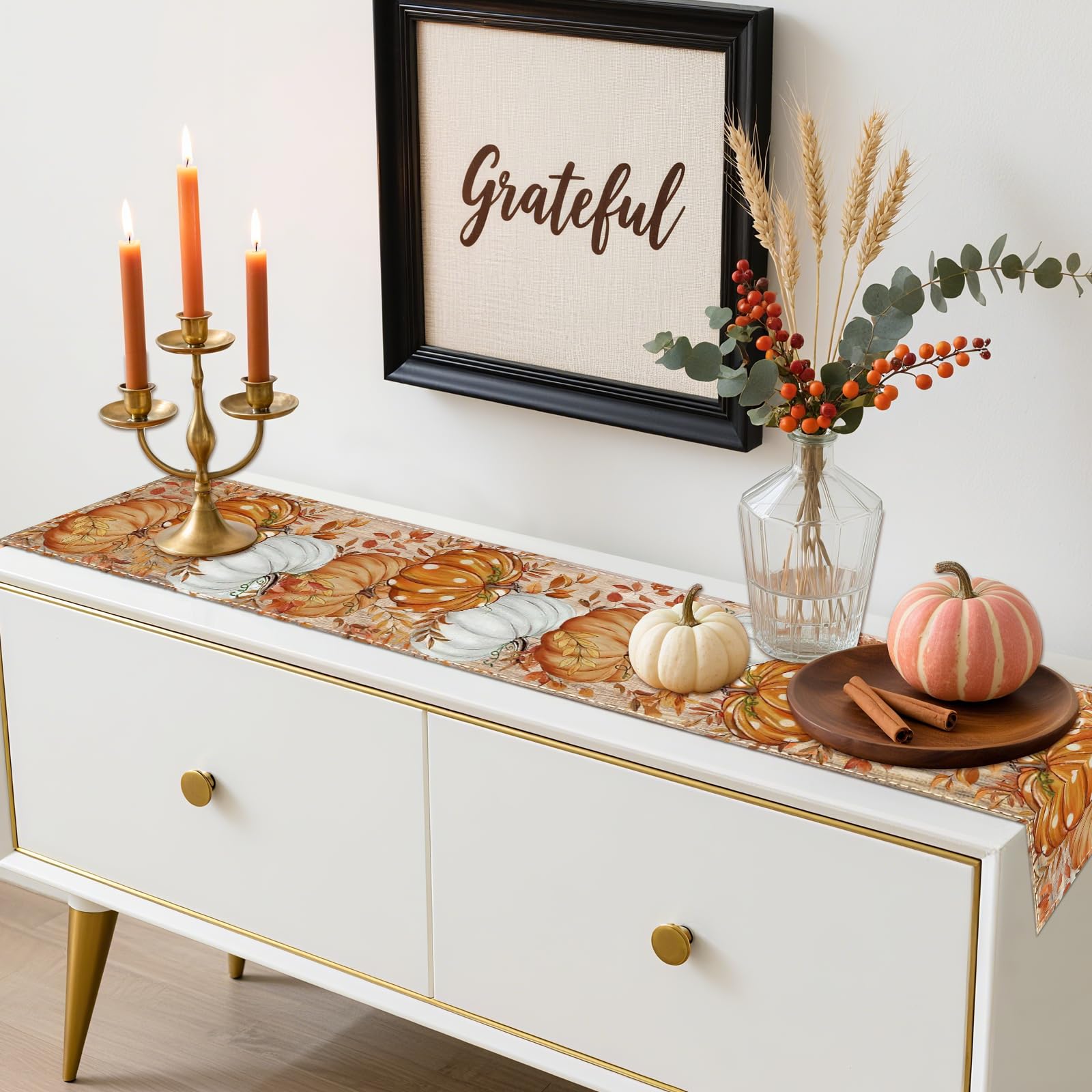 Herbstlicher Kürbis-Tischläufer Im Büffelkaro-Muster – Perfekt Für Die Gemütliche Jahreszeit!