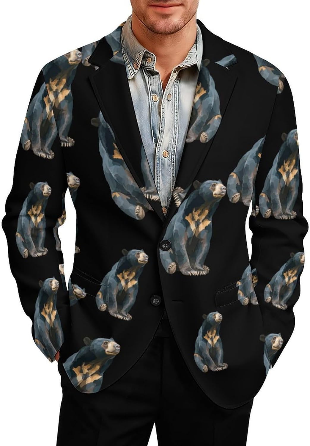 Sun Bear Classic Suits Blazer for Men Business Tuxedo Jacket
