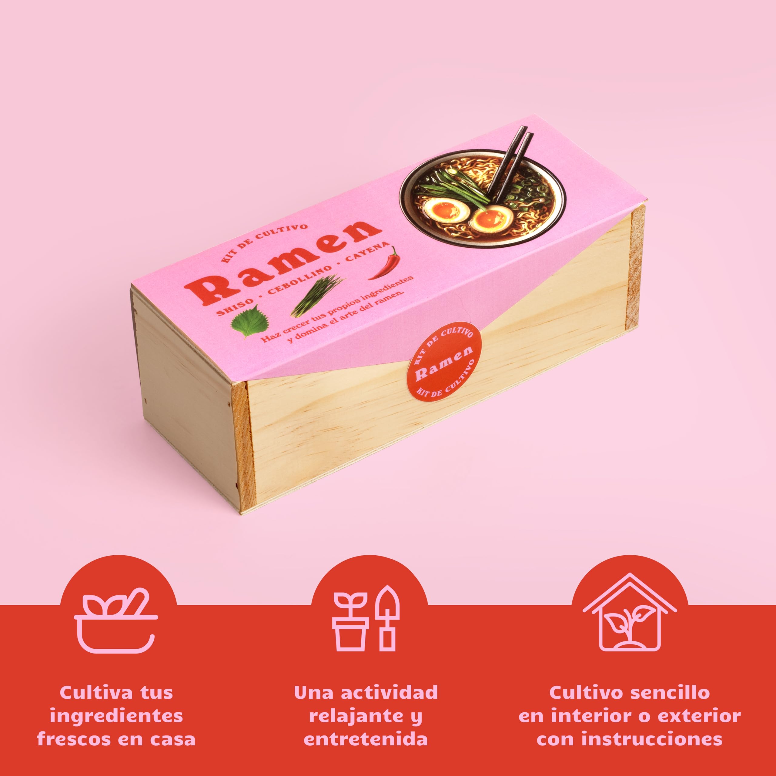 Kit Cultivo Ramen en Casa – Shiso, Cebollino y Guindilla – Kit Autocultivo para Cocina Asiática – Regalo Original para Foodies y Amantes del Ramen – Fácil de Cultivar