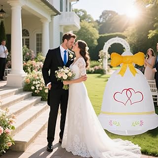 4FT Wedding Bell Inflatable Decoration, Yard Decoration with LED Lights, Suitable for Wedding Celebration, Proposal Site, Outdoor Lawn, Garden, Party
