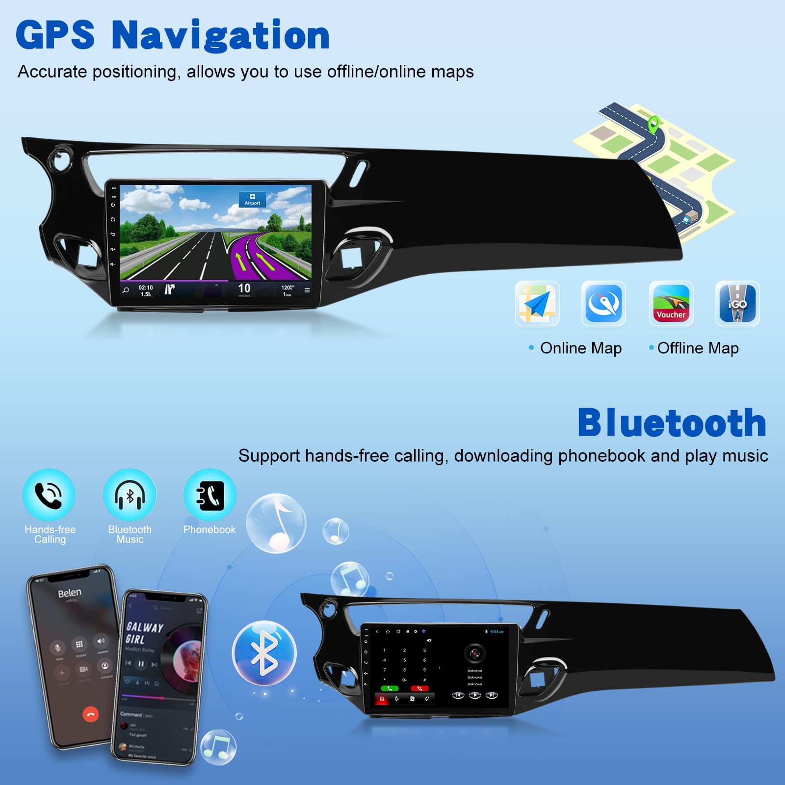 [2G+64G] Android Radio Coche para Citroën C3/MK2SC 2009-2016（Left-Hand Drive con Wireless Carplay y Android Auto, Radio de Coche con Pantalla Táctil de 9 Pulgadas con GPS/WiFi/Bluetooth/EQ/FM RDS