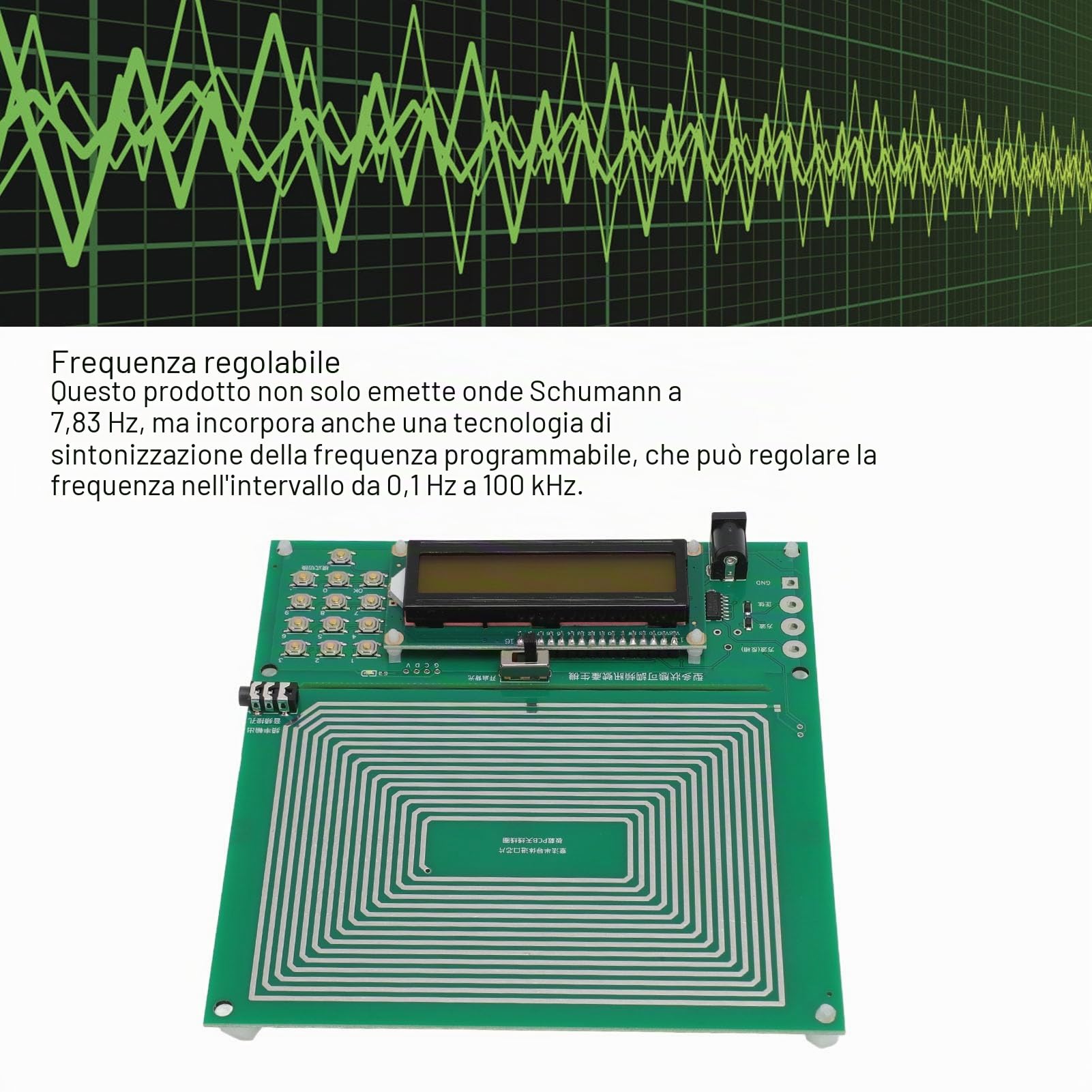 Generatore di Onde a Frequenza Ultra Bassa, 7,83 Hz Wave Impulso Regolabile 0,01-100000 Hz