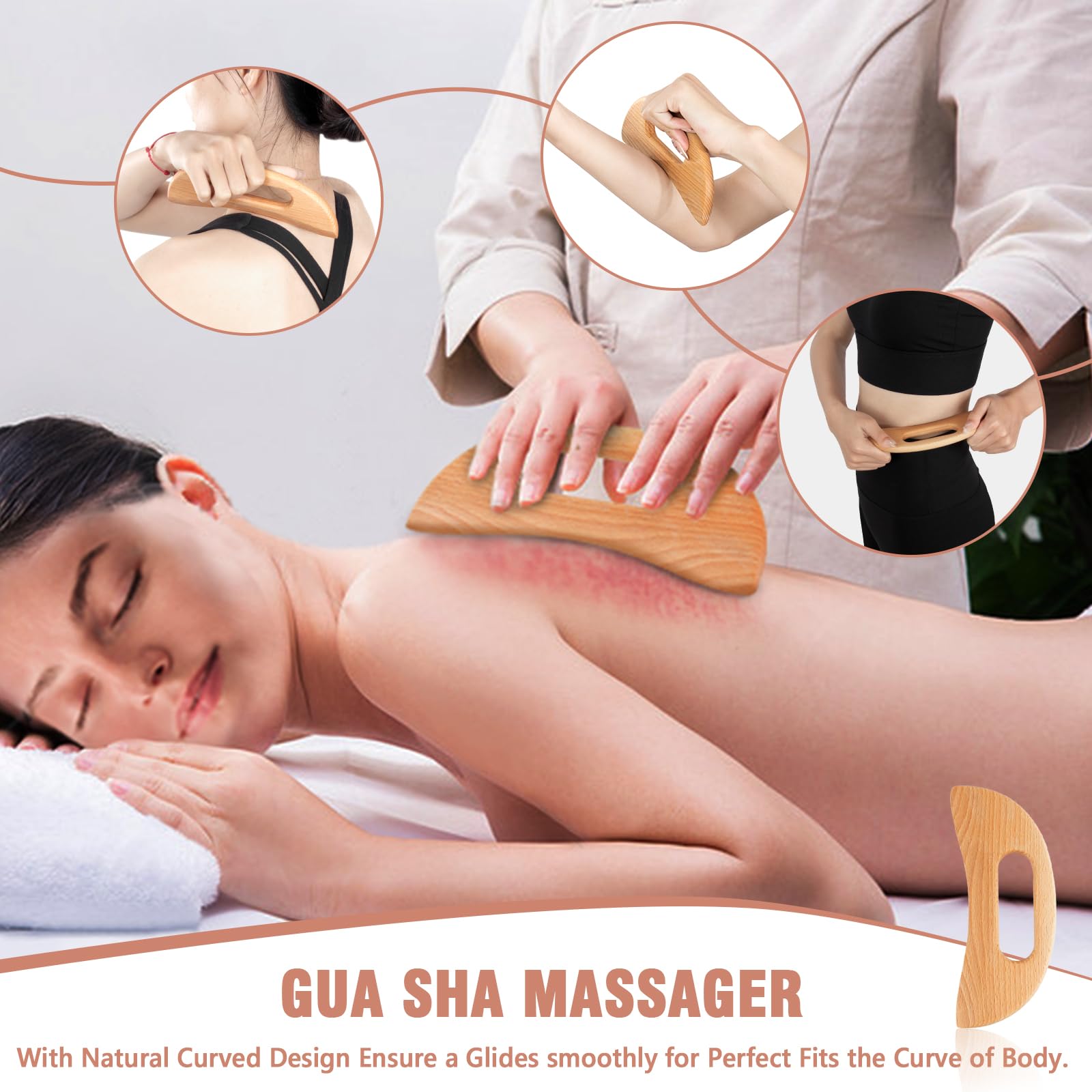 KintKita Strumento per massaggi 3 in 1, per terapia del legno, massaggiatore per drenaggio linfatico, strumento per scolpire il corpo, massaggiatore anticellulite per maderoterapia, contorno del corpo