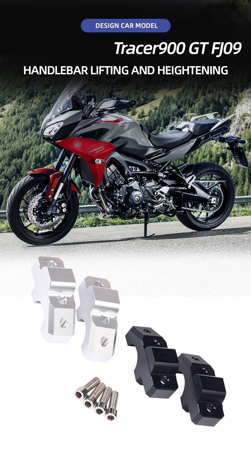 Riser Manubrio Per YAMAHA TRACER 9 E GT 2021-2024 | Adattatore Regolabile Nero - Foto 9