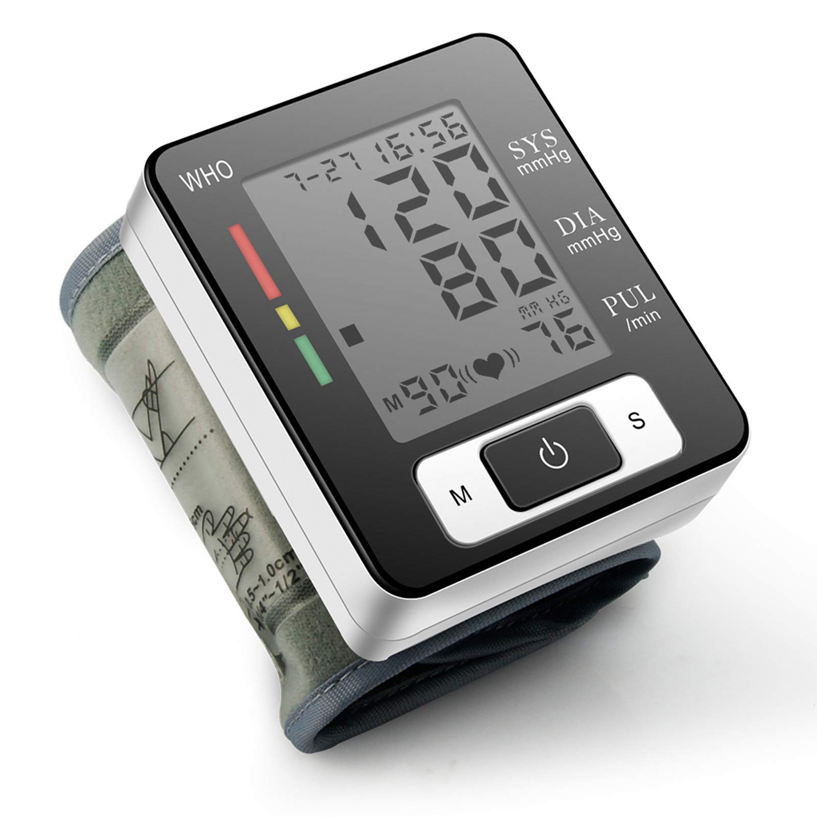Monitor De Presión Arterial De Muñeca Digital Automático, Máquina De Presión Arterial De Muñeca Ajustable con Función De Memoria De 90 Mediciones Uso En El Hogar