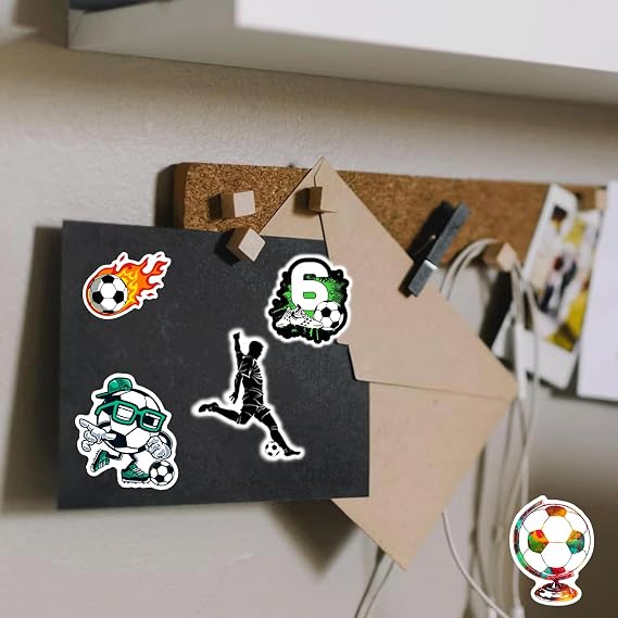 Pack of 50 Football Stickers Football Sticker Set Waterproof Stickers Football Stickers for Laptop Mobile Phones Suitcases Snowboards etc. Football Gifts for Boys and Girls