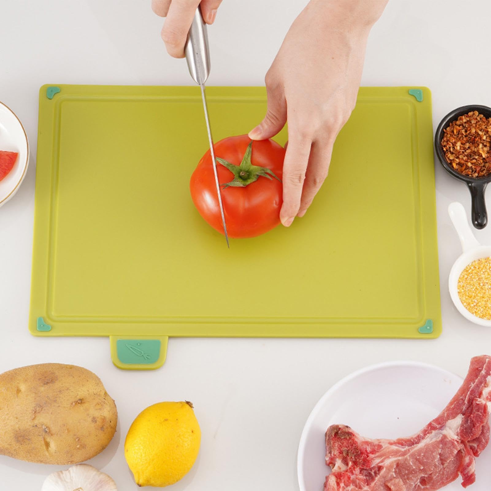 Set Tablas De Cortar 4 Piezas Bandeja Organizadora Antideslizante Para | Tabla de Cortar Carne Antiadherente Para Verduras Queso Pan Pastelería Sushi Carne Hogar Viaje Cocina Aire Libre Camp