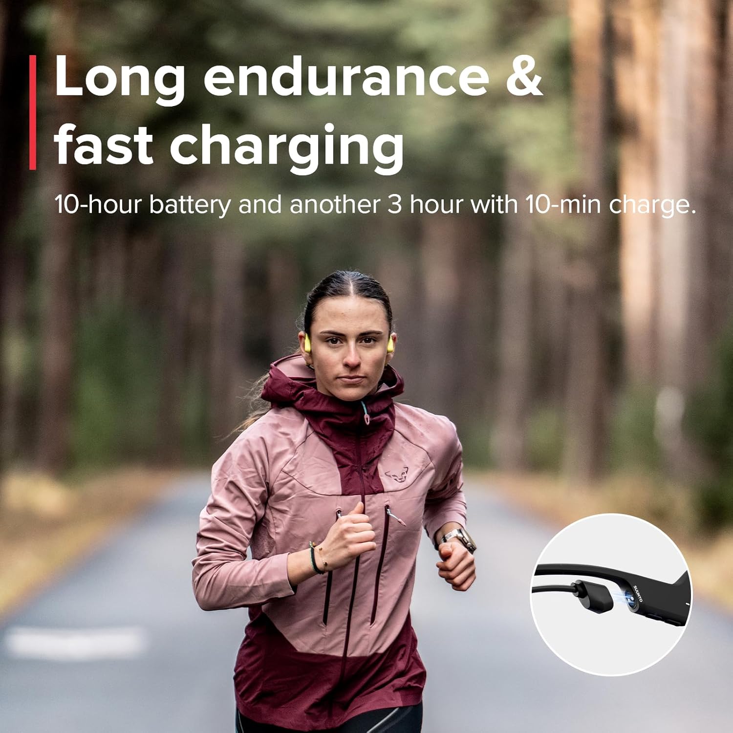 SUUNTO Sonic Open-Ear Bone Conduction Sports Headphone, Bluetooth Wireless Headset w/Enhanced Bass & Multipoint Connection, 10H Playtime w/Fast Charging, Built-in Dual Mics, Waterproof & Lightweight - Image 4
