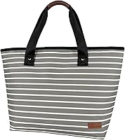 Vista 7 de Bolsa térmica grande aislada azul de 30 latas de 18 L, a prueba de fugas, suave bolsa de asas aislada, bolsa de comestibles reutilizable, lonchera