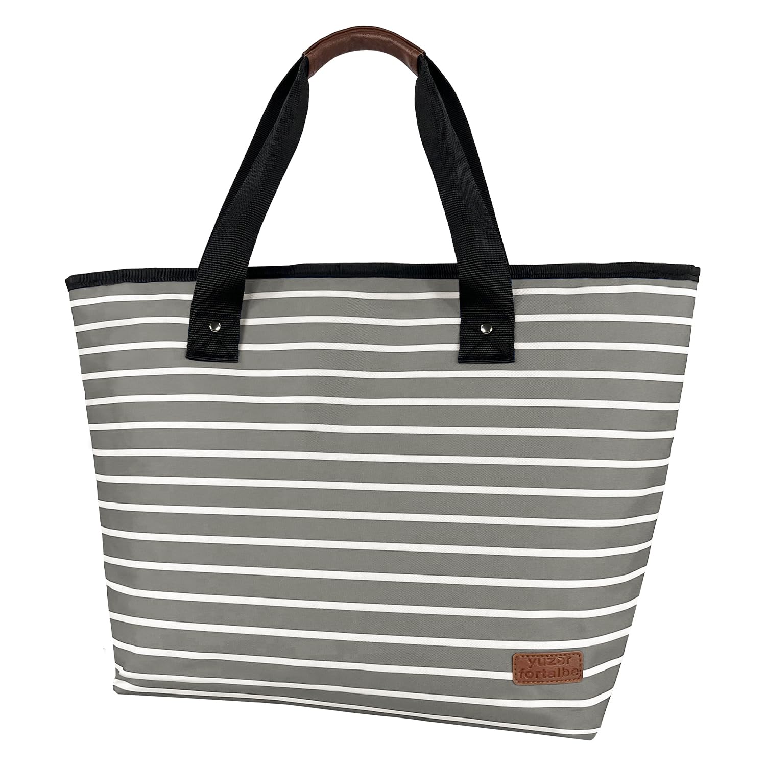 Bolsa térmica grande aislada azul de 30 latas de 18 L, a prueba de fugas, bolsa de comestibles reutilizable, lonchera para picnic, playa, camping, color gris