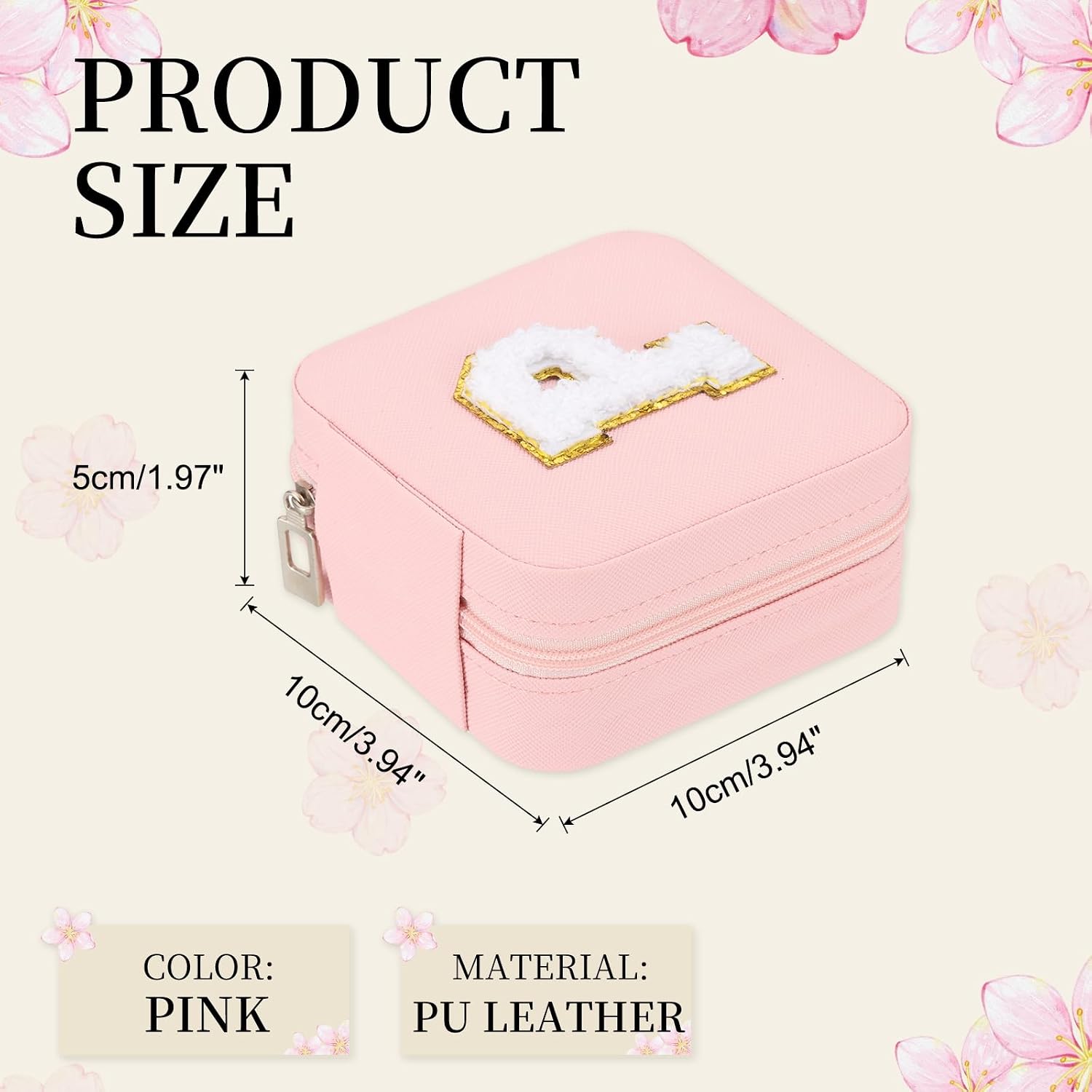 PATIKIL Travel Jewelry Case, Initial Jewelry Box Small Travel Organizer with Mirror for Women Rings Earrings Necklaces Bracelets, Pink (Letter P)