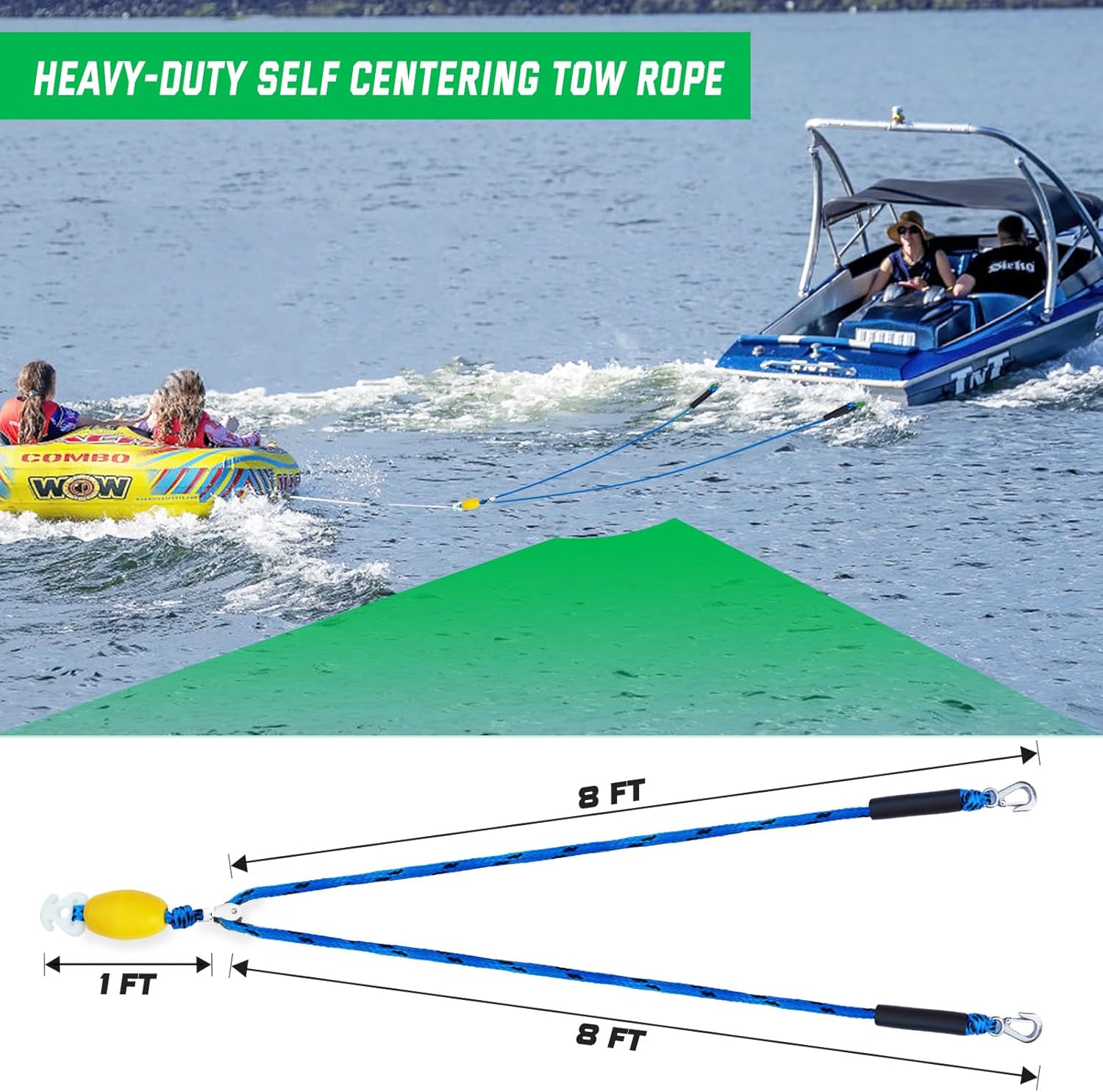 Boat Tow Harness and Wakesurf Rope with Handle
