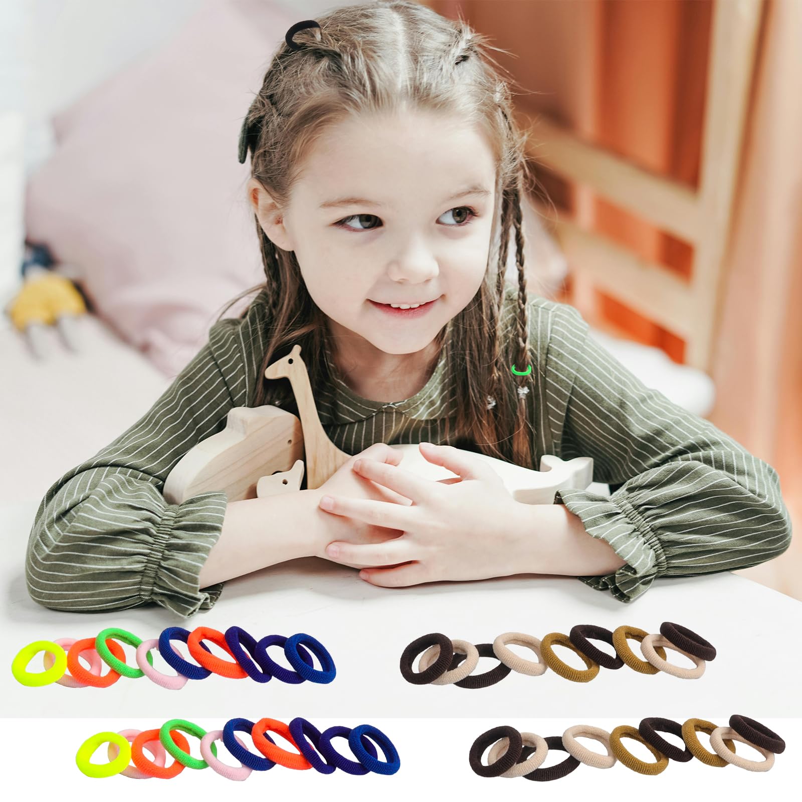 Roellgs 200 Pcs Baby Hair Bands, 8 Colors Girl Hair Bobbles Candy Color - Image 4