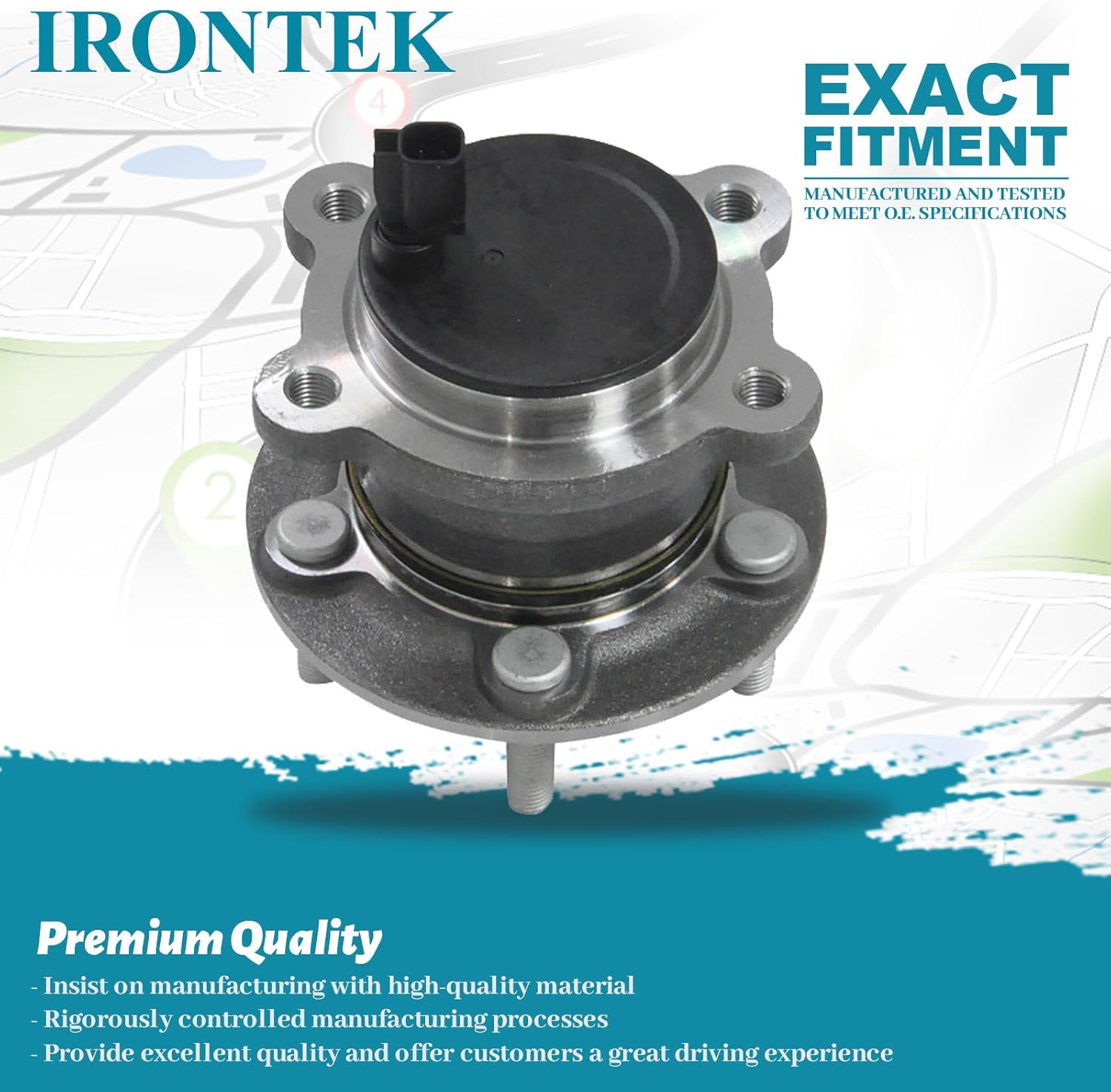 IRONTEK 512499 Rear Wheel Hub and Bearing Assembly Compatible for Lincoln 2015-2019 MKC; for Ford 2013-2018 C-Max/Escape Wheel Bearing and Hub; 5 Lugs 1PCS