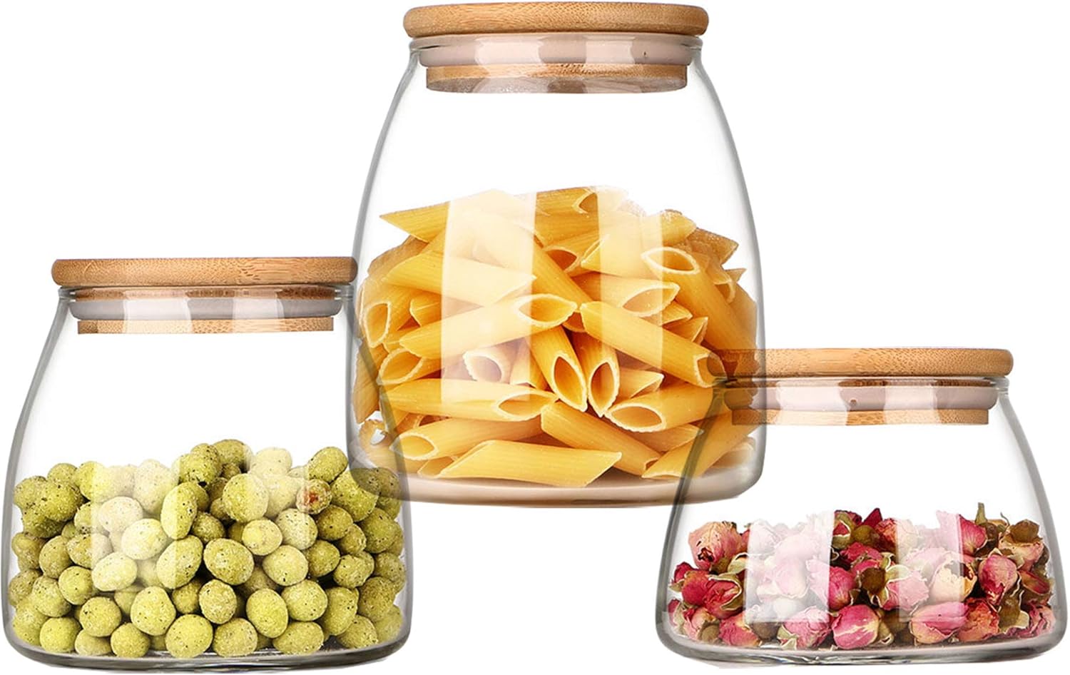 Lawei Bamboo Lid Glass Storage Jars Set of 3, Bangladesh Ubuy